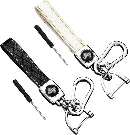 Hanger per chiavi in pelle per auto motociclo SUV camion unisex per uomini donne sostituzione nero bianco 2 pezzi nero bianco M
