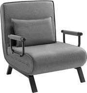 Poltrona Relax Reclinabile Convertibile, Divano Letto Trasformabile 3 in 1, con Schienale Regolabile in 5 Posizioni, Cuscino Rimovibile, Seduta Imbottita, 80x74x82cm, Grigio Scuro