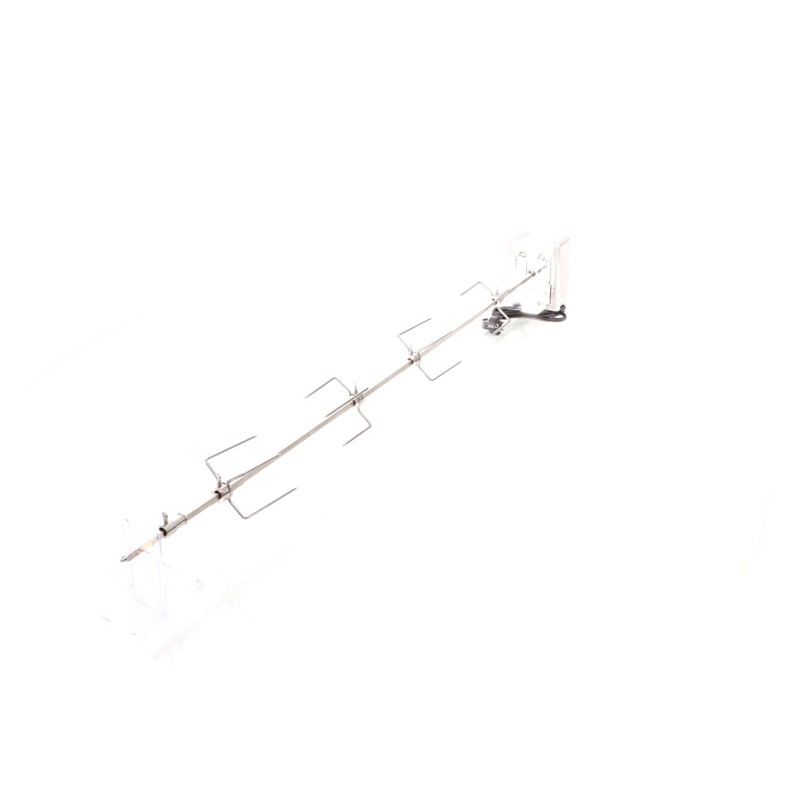 Girarrosto da barbecue 112 cm 230 V, Spiedo in acciaio inox con 4 forchettoni carne