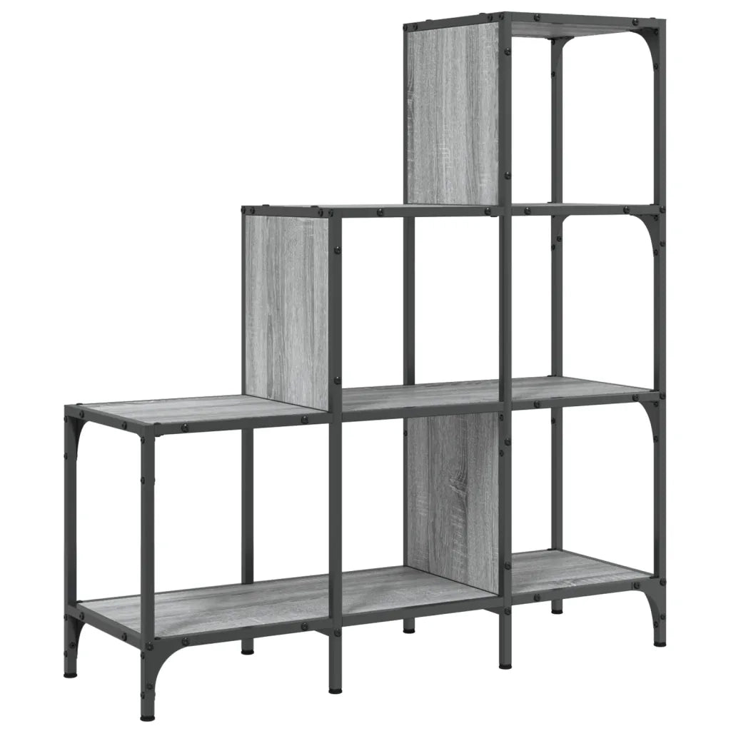 Libreria-Scaffale per Libri-Mobile di Stoccaggio Grigio Sonoma 92x30x102 cm Legno Multistrato e Metallo
