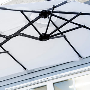 Ombrellone da Giardino Doppio 285x147x227 cm  in Acciaio e Poliestere Bianco
