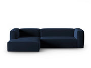 Cosmopolitan Design - Divano angolare sinistro "Mackay" 4 posti in velluto blu reale 