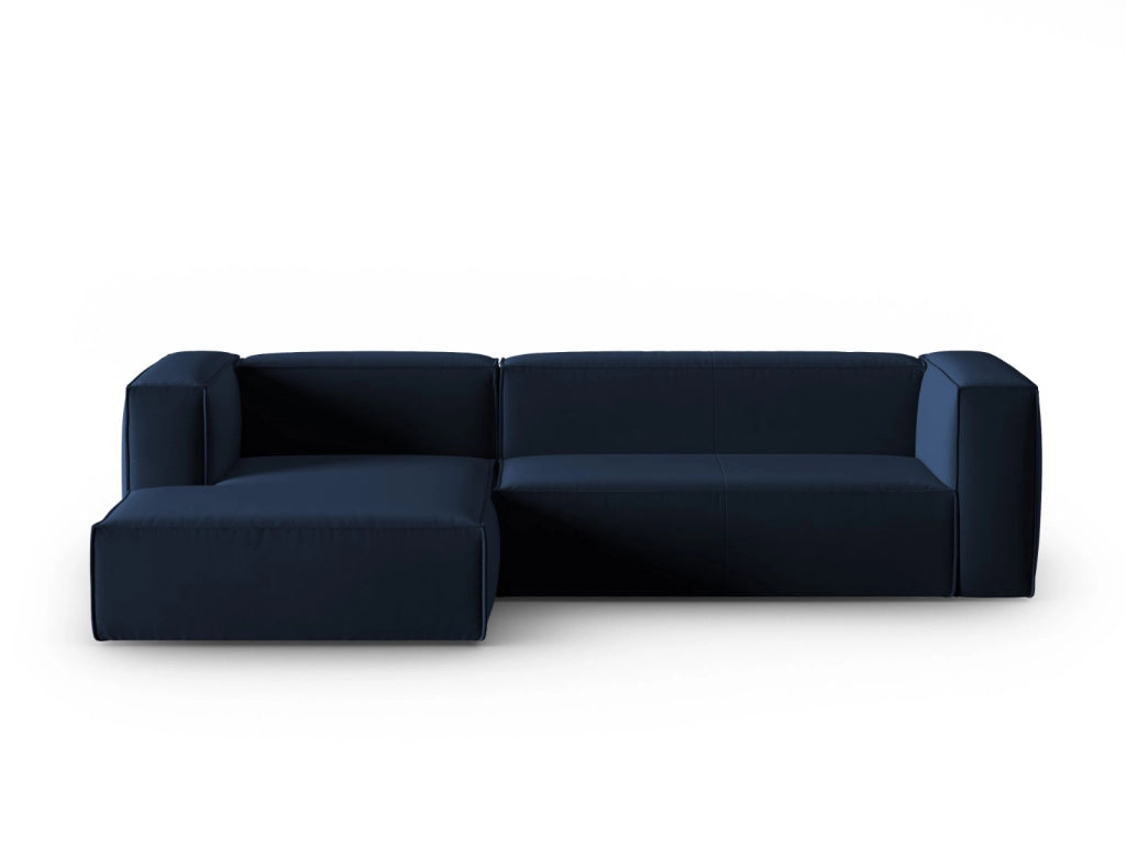 Cosmopolitan Design - Divano angolare sinistro "Mackay" 4 posti in velluto blu reale 