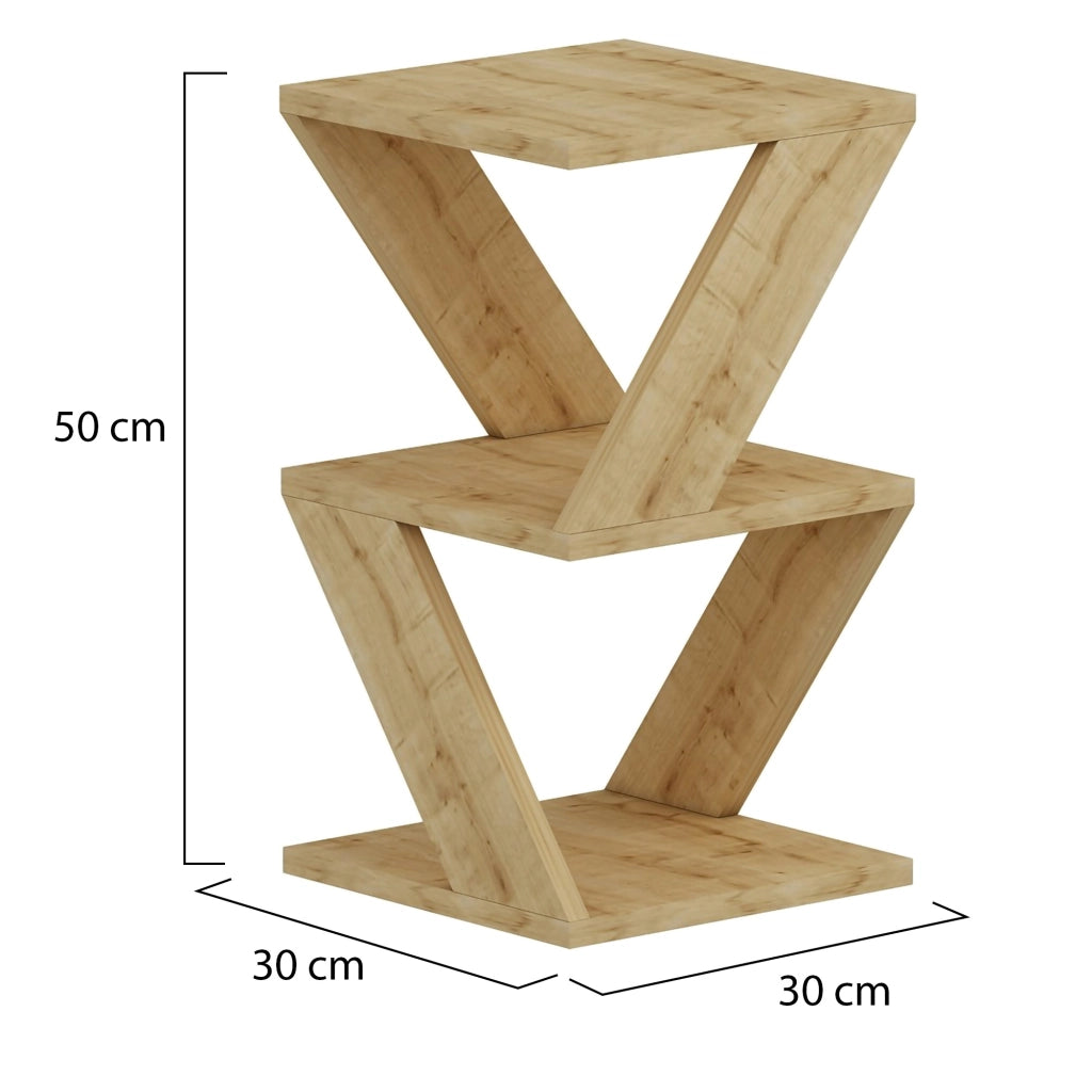 Rubiana, Tavolino da Salotto 2 Vani, 30x30x50h cm Marrone Rovere