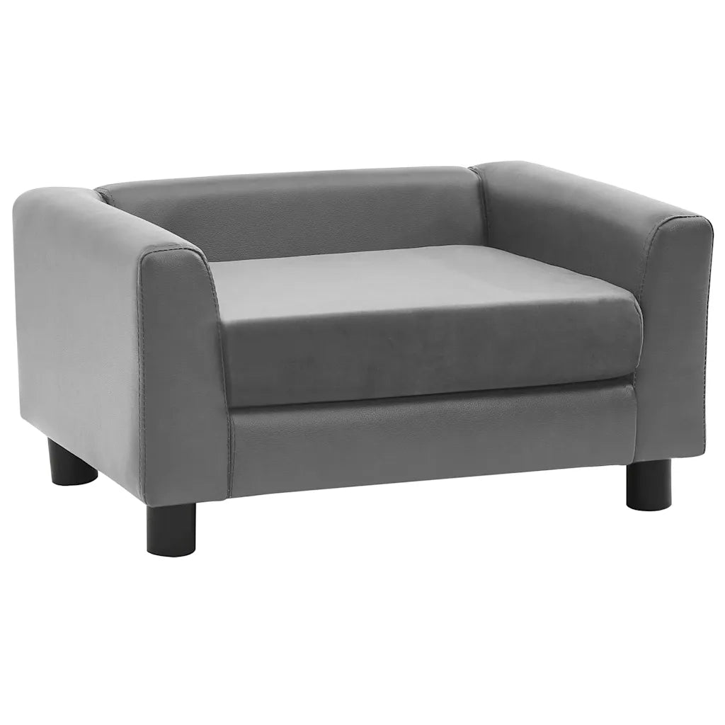 Divano per Cani Grigio 60x43x30 cm in Peluche e Similpelle 170959