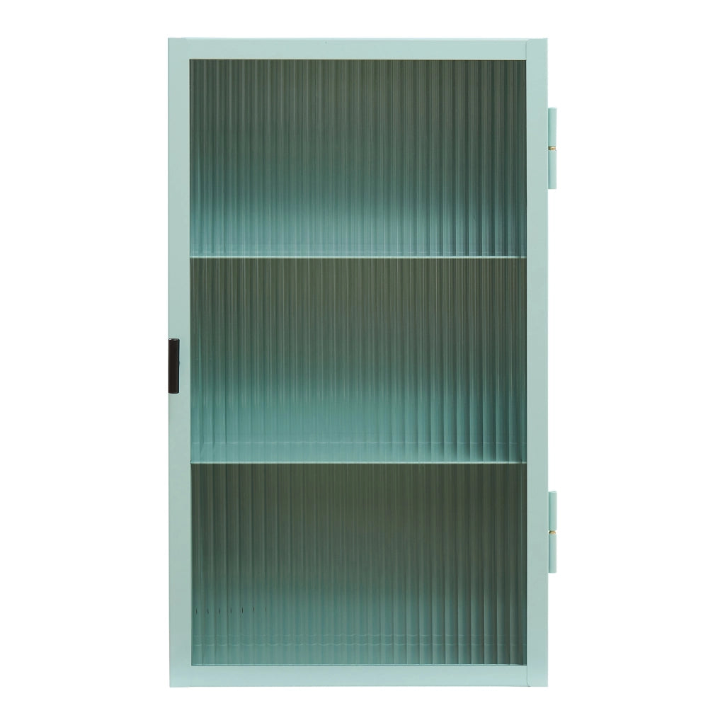 Armadietto a Parete Zundert Pensile ad Anta in Vetro Scanalato 60 x 35 x 15 cm - Menta Verde [en.casa]