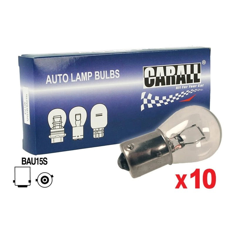 10x Lampade Alogene S25 PY21W 12V BAU15S Trasparenti Piedi Storti Auto