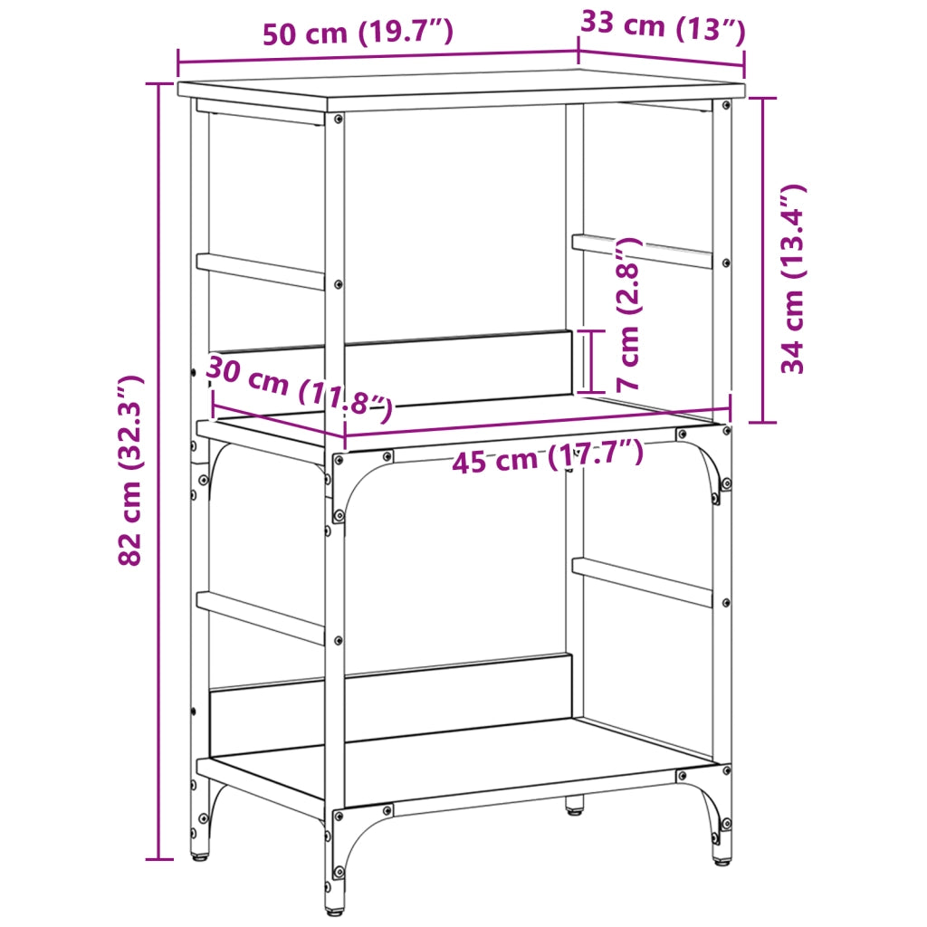 Libreria Nero Rovere 50x33x82 cm Legno ingegnerizzato e Acciaio