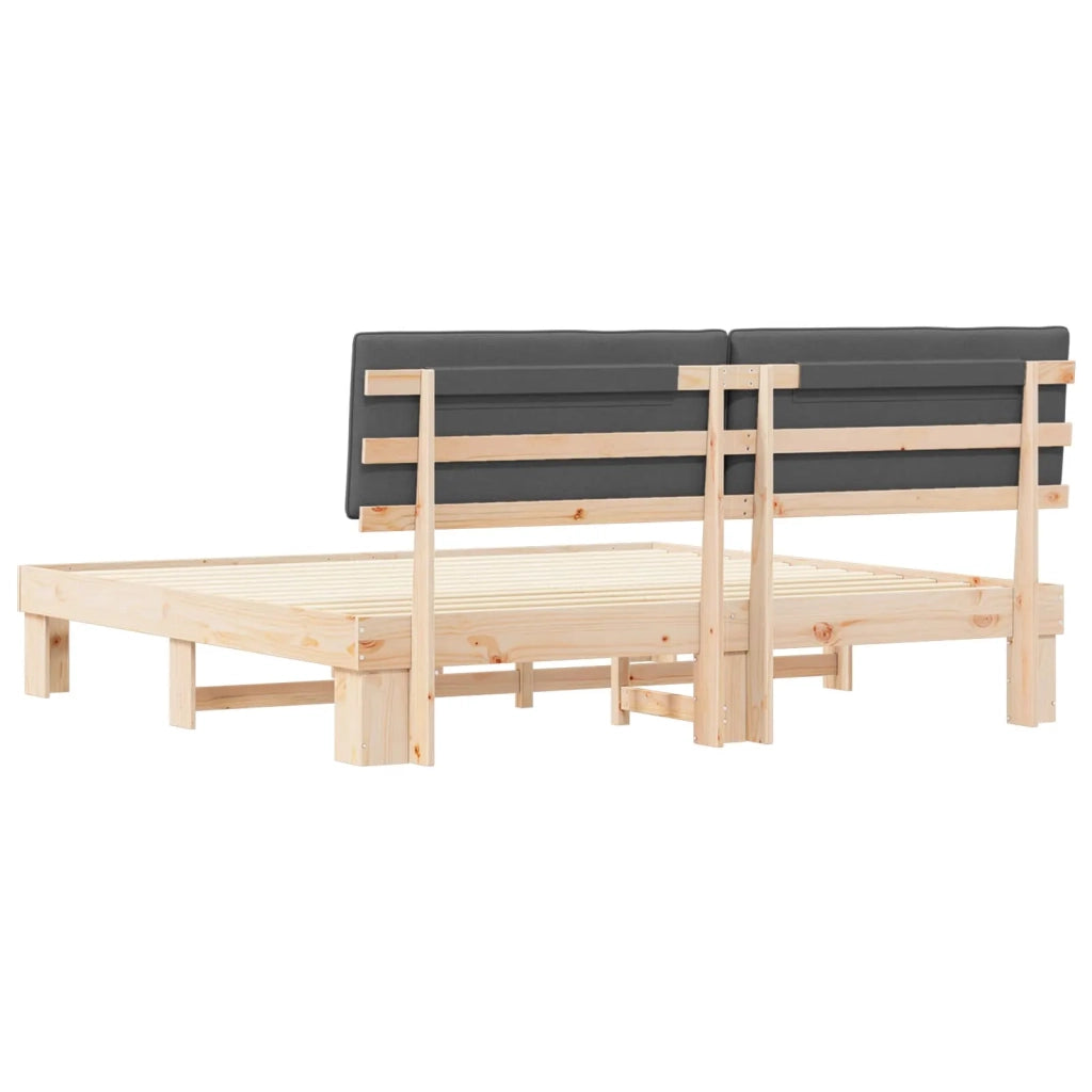 Letto con Testiera Rivestita Grigio scuro 200 x 200 cm 3398095