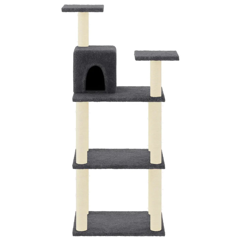 Albero per Gatti con Tiragraffi in Sisal Grigio Scuro 118,5 cm 171429
