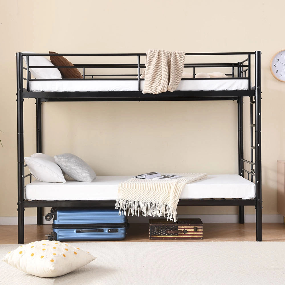 Letto a castello convertibile - Xylo - 90x200cm nero, scala antiscivolo