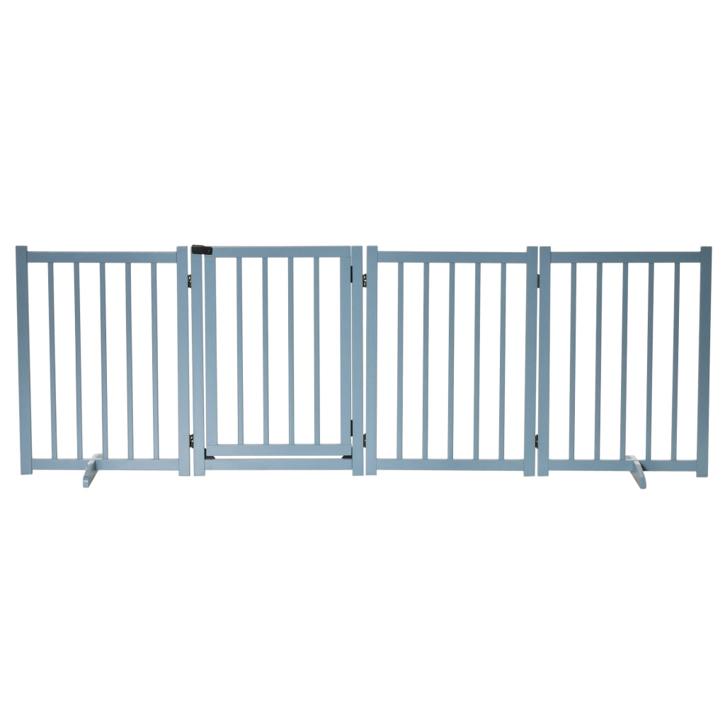 Recinto per Cani Pieghevole ¨C Xylo ¨C 4 Pannelli Legno con Porta 237.5x36x80cm Grigio