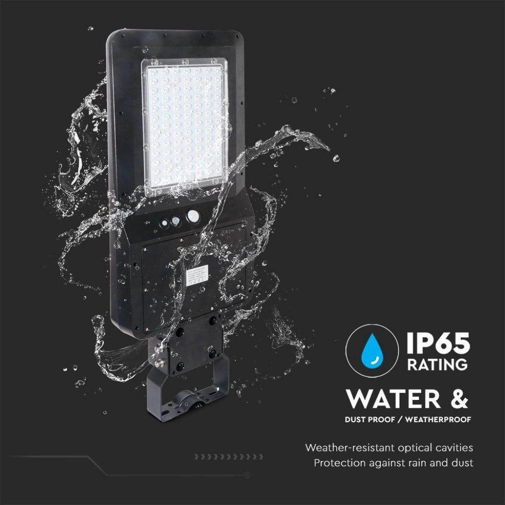 Lampione Armatura Stradale LED SMD 40W 120LM/W con Pannello Solare e Sensore PIR Colore Nero 4000K IP65