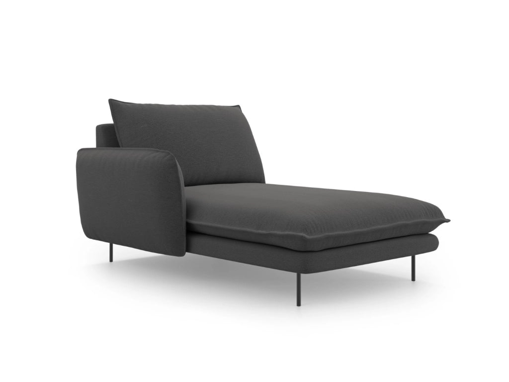 Cosmopolitan Design - Chaise longue sinistra "Vienna" in tessuto strutturato grigio scuro 