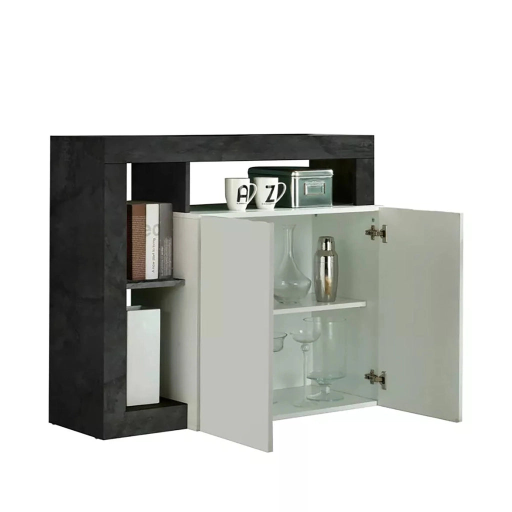 Madia Atlantica, Credenza 3 Ripiani Made in Italy, 42x108x93h cm Bianco Lucido