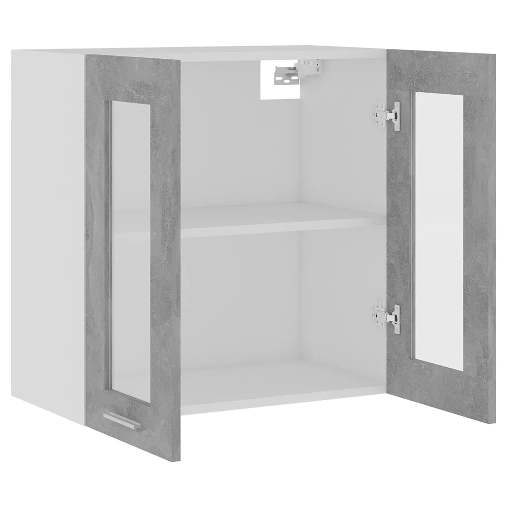 Armadio pensile | Mobile Pensile con Vetro ¡°Lyon¡± Grigio Cemento 60x31x60 cm