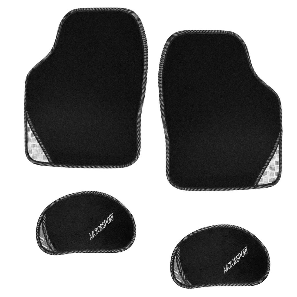 Set di tappetini per auto universali 4 pezzi in PVC floccato 42×57cm Nero Avizar