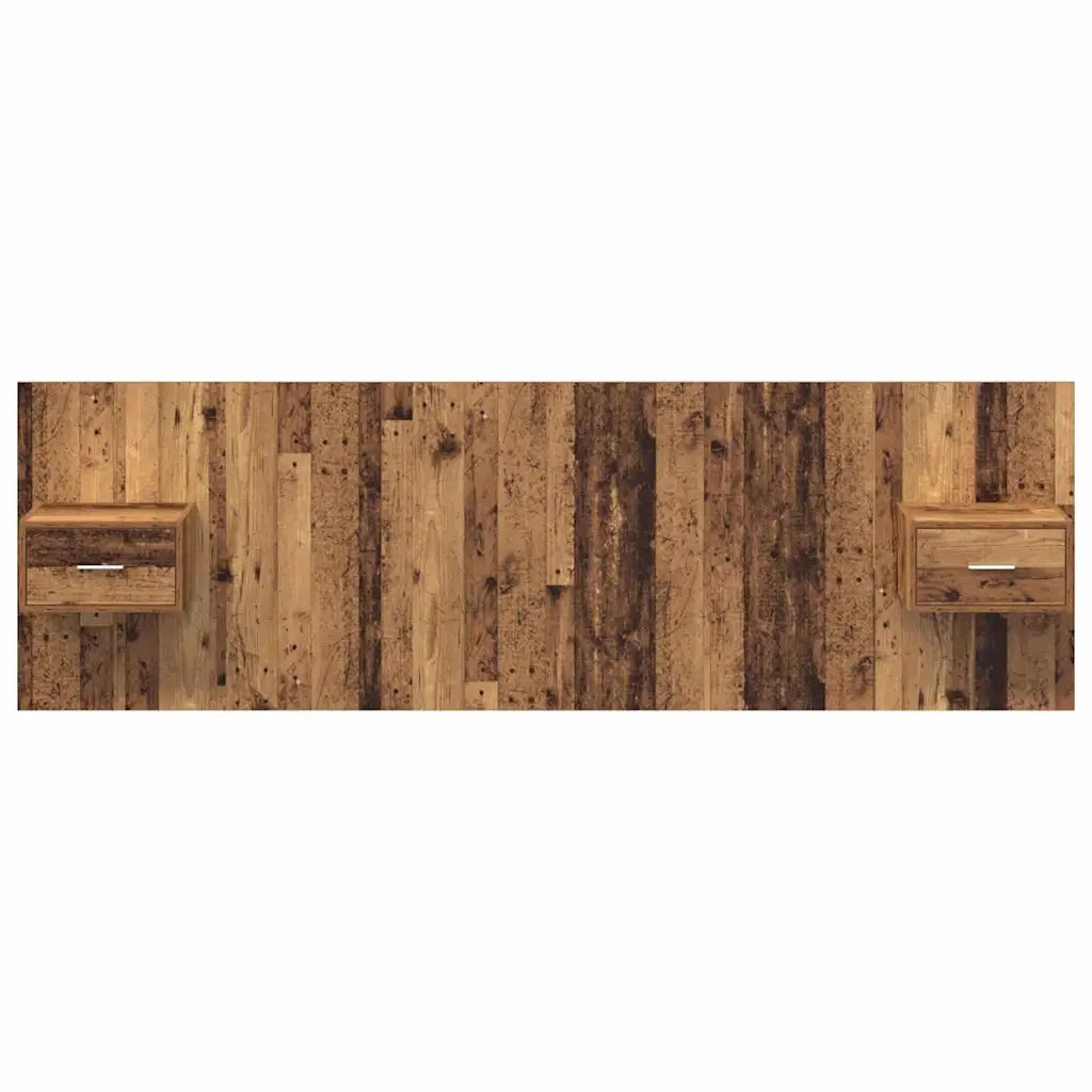 Testiera | Testata con Comodino 3 pcs Legno vecchio Legno multistrato