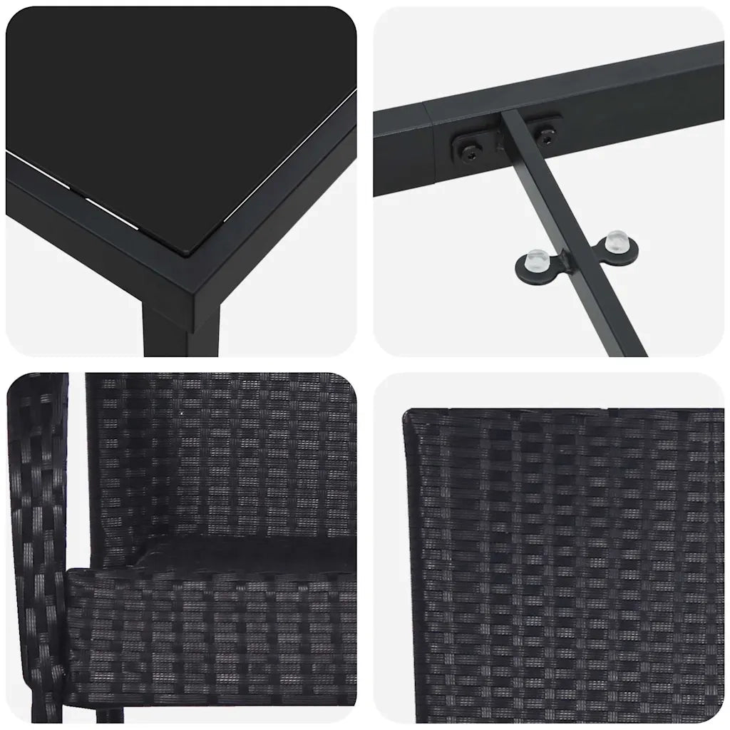 Set da Pranzo per Giardino 5 pcs Nero 3379407