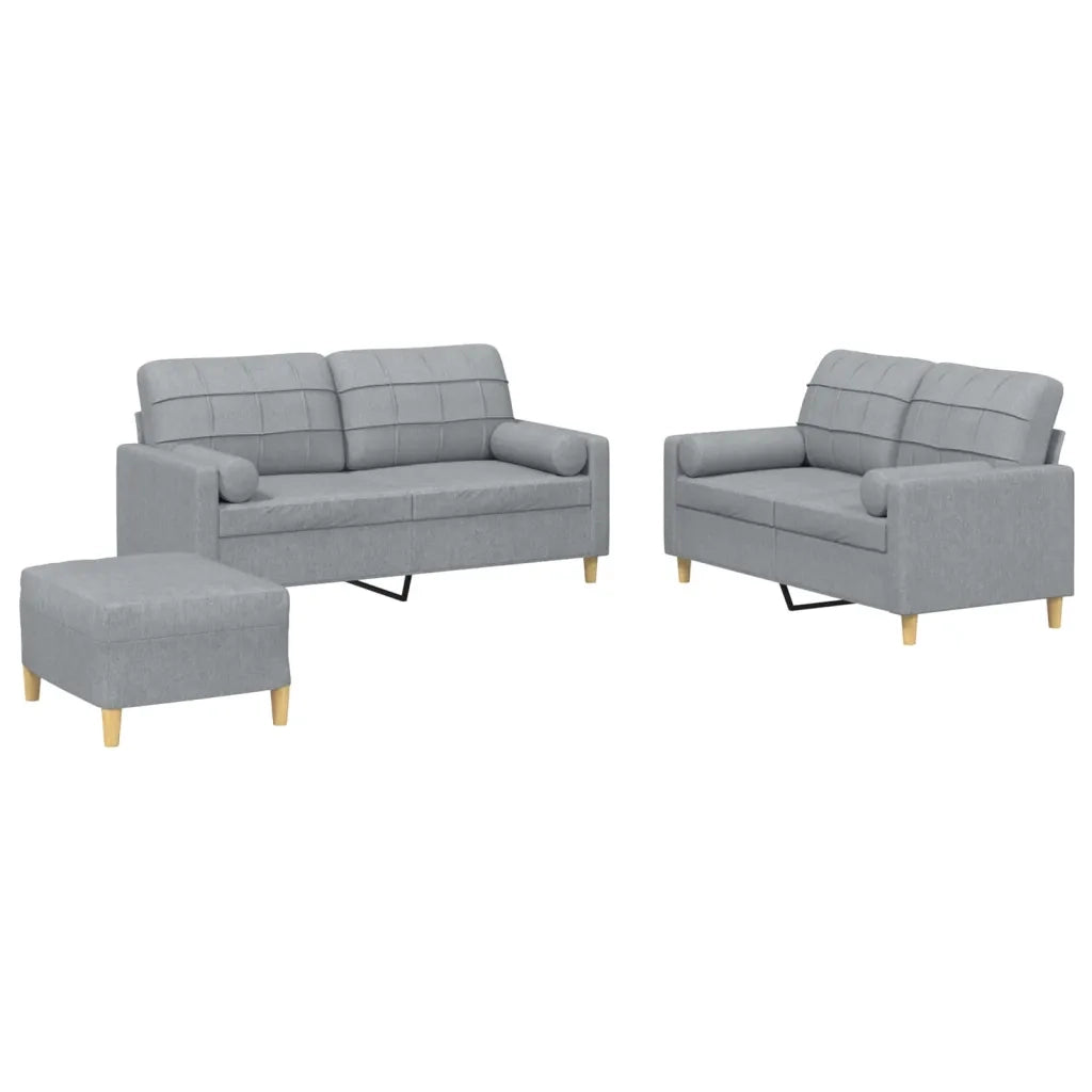 Set Divani 3 pz con Cuscini Grigio Chiaro in Tessuto 3201298