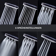 Douchekop con tubo, testa doccia con tubo di pioggia, douchekop con tubo da 1,5 metri, 6 getti di acqua