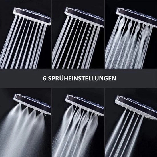 Douchekop con tubo, testa doccia con tubo di pioggia, douchekop con tubo da 1,5 metri, 6 getti di acqua