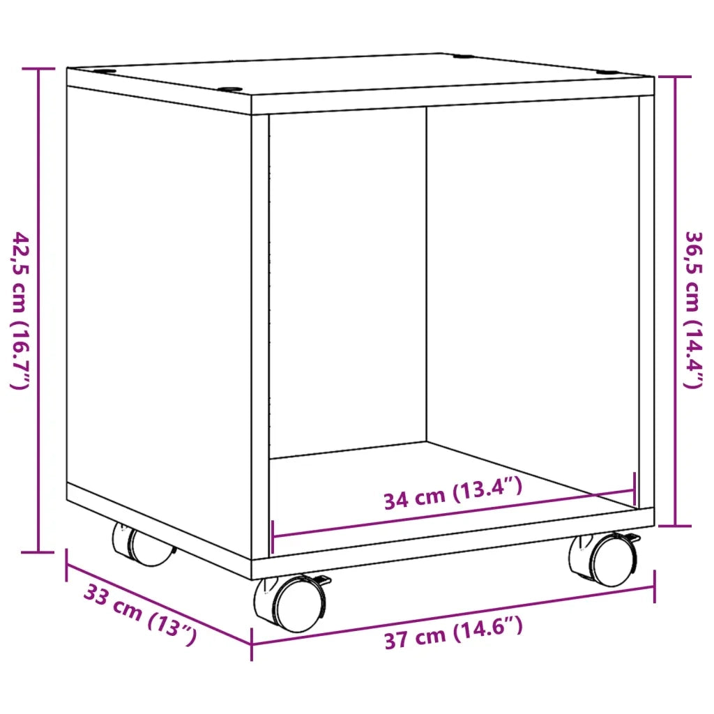 Mobiletto con Ruote Grigio Sonoma 37x33x42,5 cm in Truciolato 853133