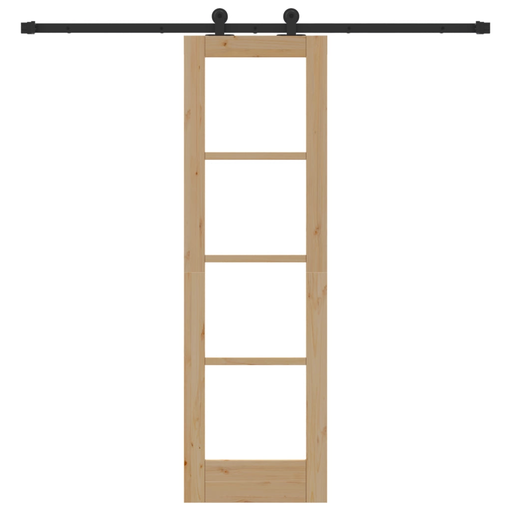 Porta Scorrevole  con Set di Accessori 'ORKDAL'Legno Massello e Vetro