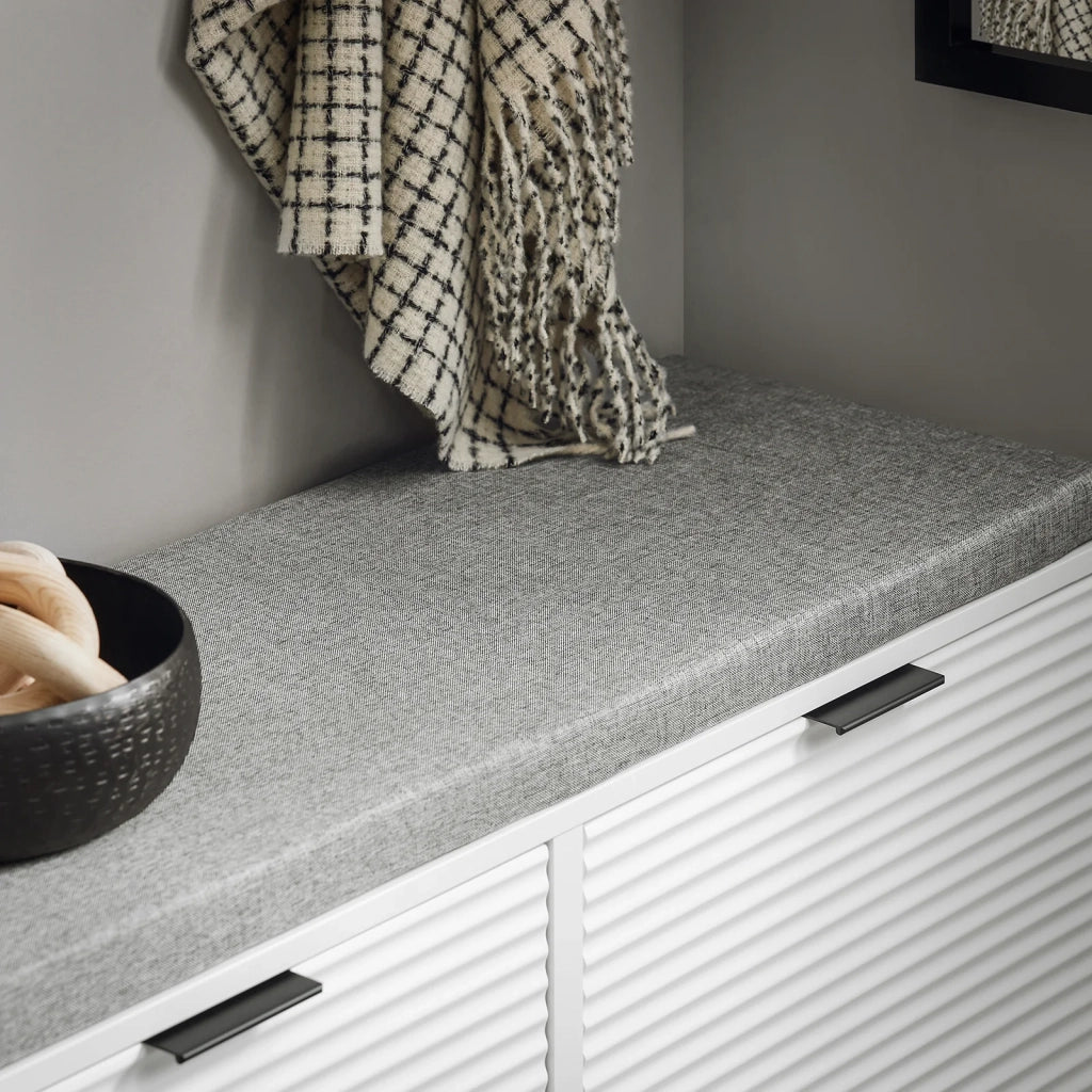 Panca Da Ingresso Scarpiera Con Sedile Scarpiera Con 2 Ribalte Bianco 105x35x48 Cm FSR147-W