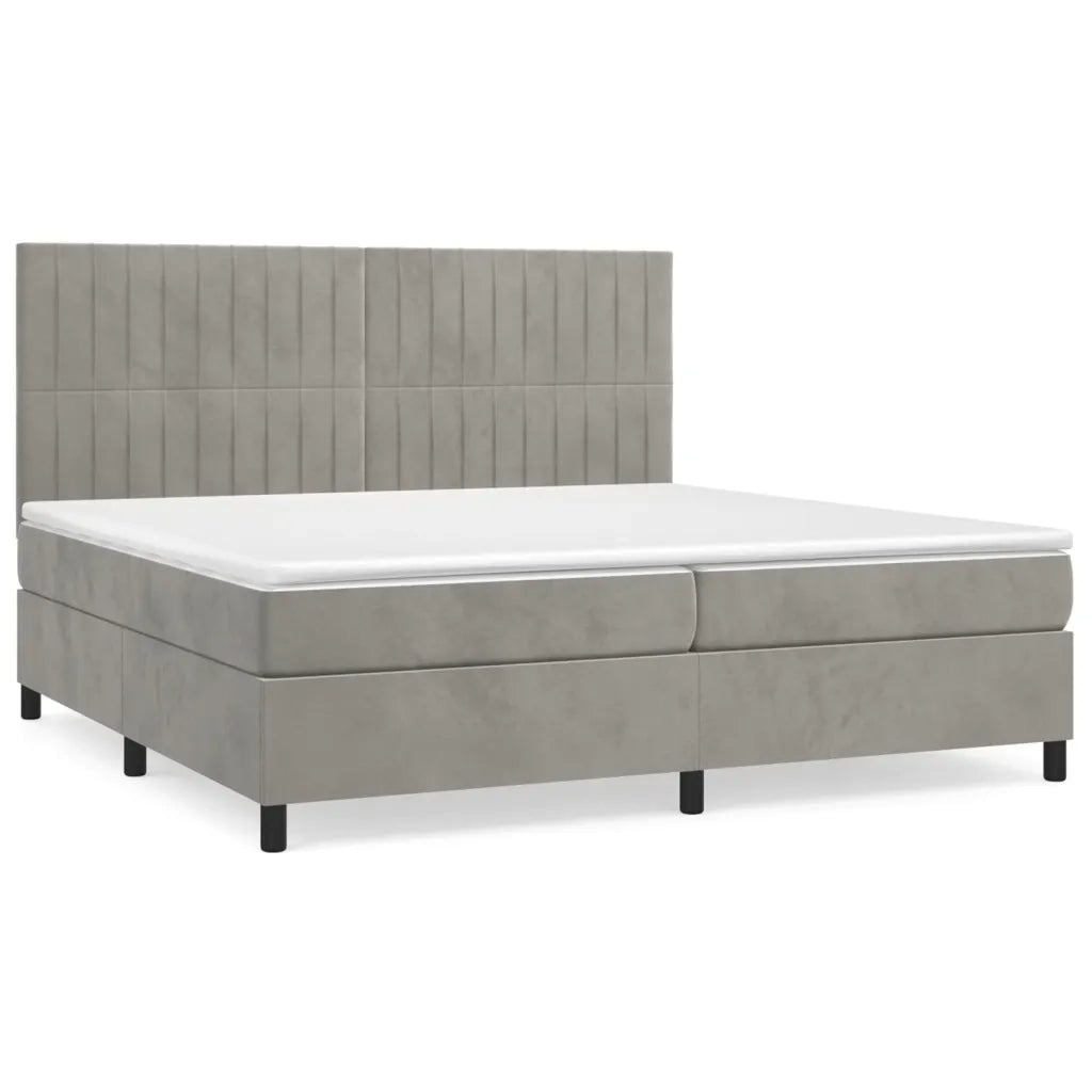 Giroletto a Molle con Materasso Grigio Chiaro 200x200cm Velluto cod mxl 61679