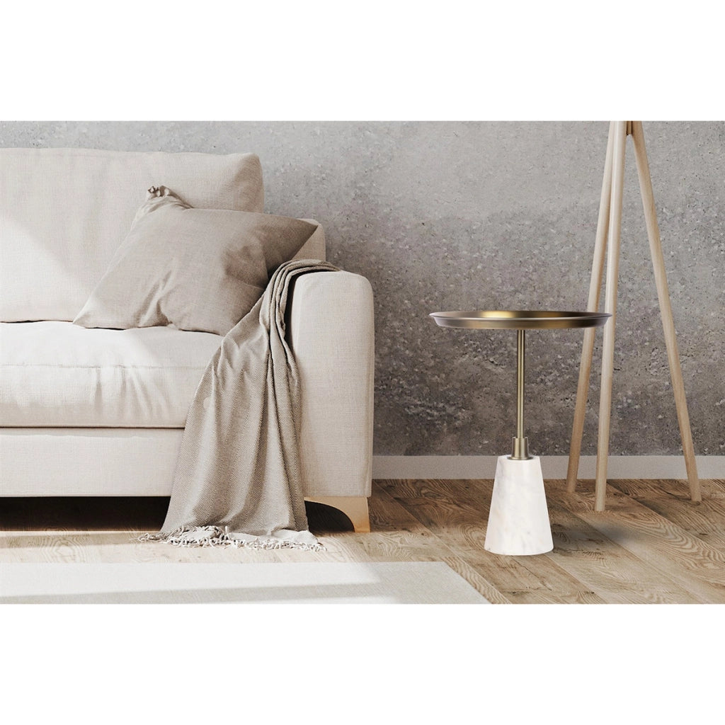 Tavolino Grant 100 in Metallo Dorato con Base in Marmo