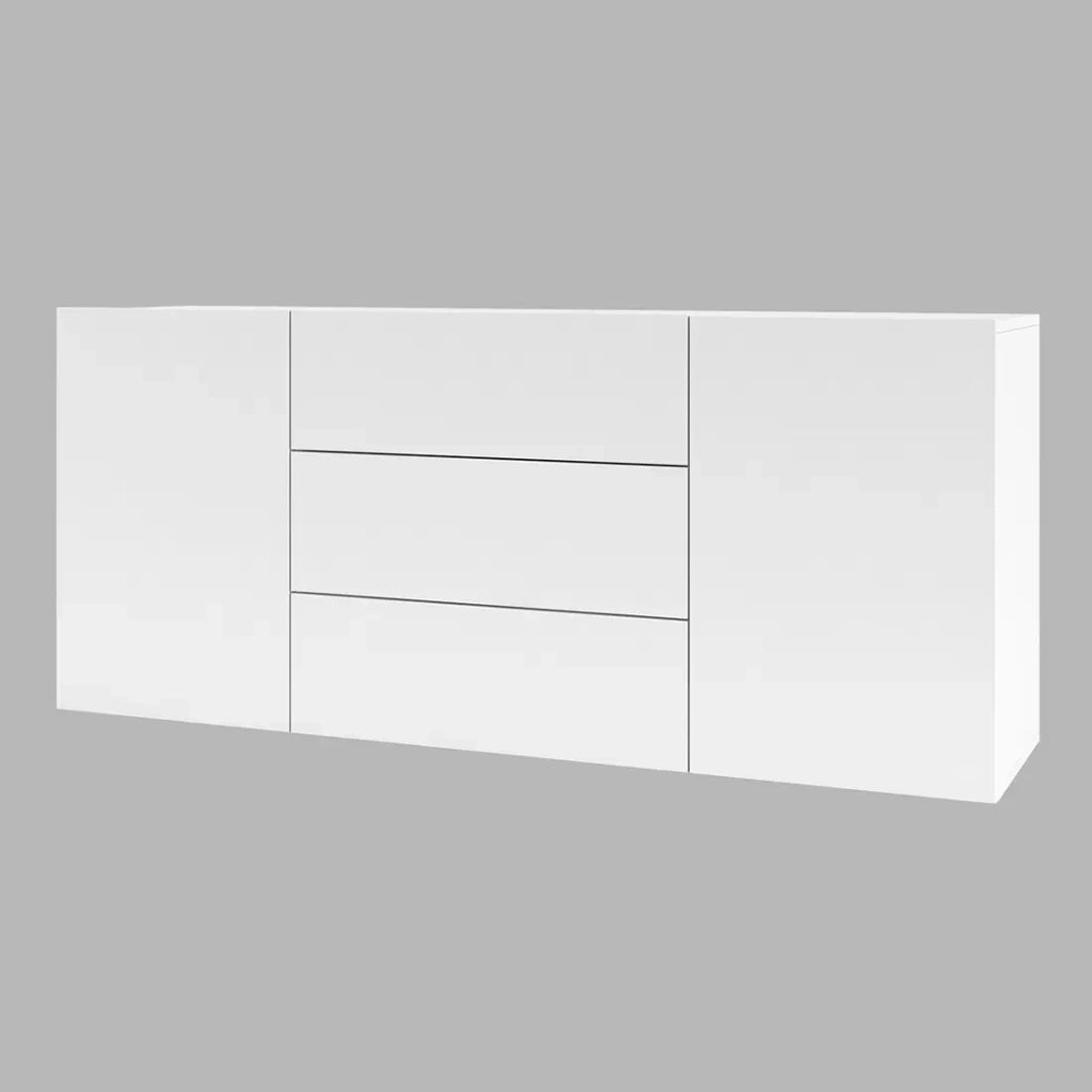 Buffet 140cm collezione EVA con 2 porte e 3 cassetti. Colore bianco e rovere.
