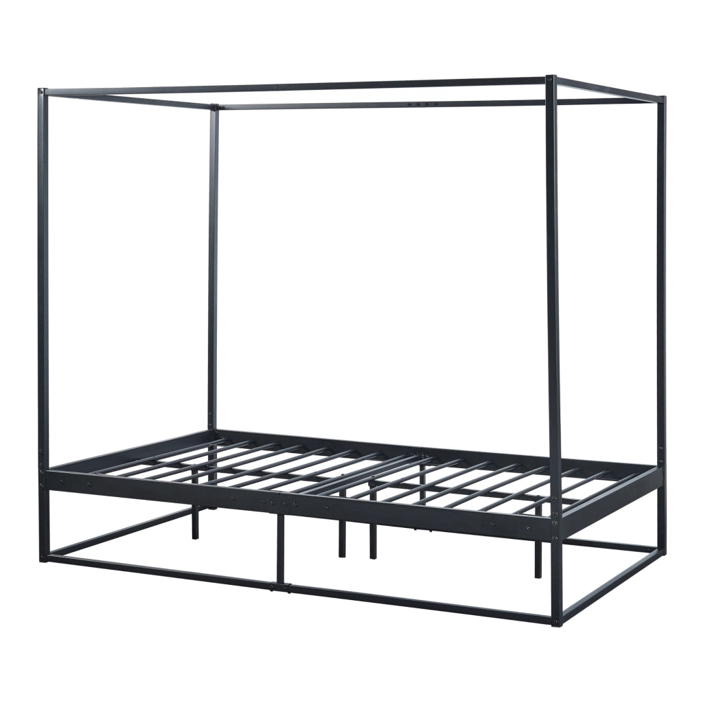 Letto a Baldacchino Kristianstad Struttura in Metallo Nero 120 x 200 cm [en.casa]