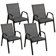 Set di 4 sedie da giardino impilabili 83 x 67 x 55 cm comfort ergonomico design moderno acciaio nero e tessuto grigio 20_0012590