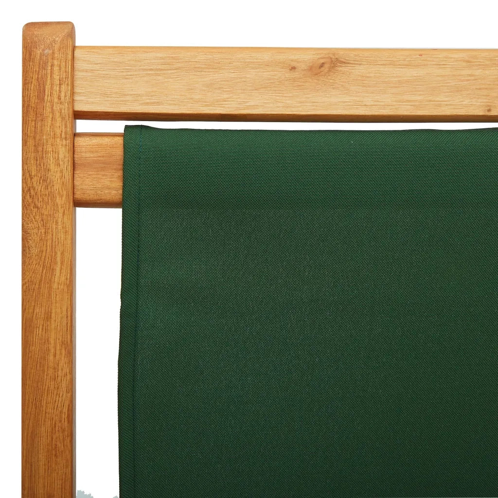 Sdraio Pieghevole in Legno di Eucalipto e Tessuto Verde 310315