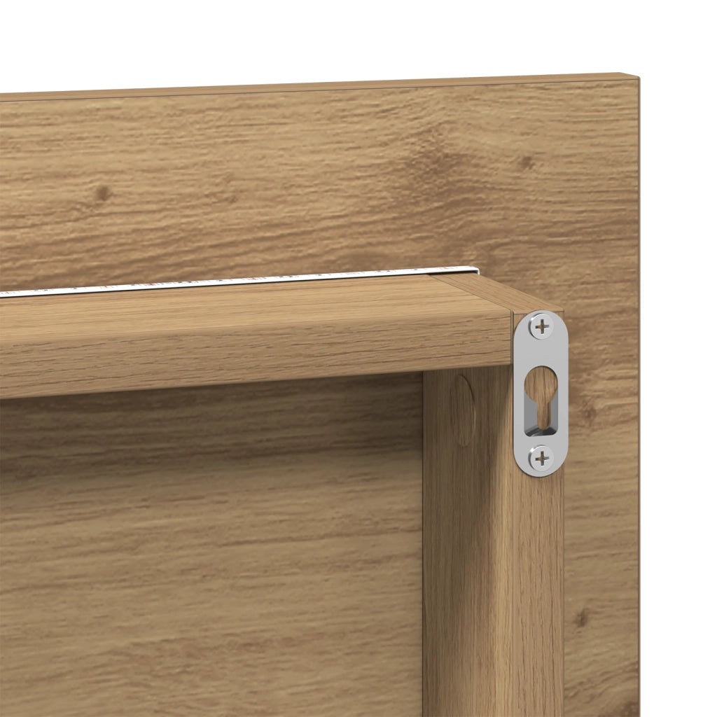 Mobile da bagno con specchio con luce LED in rovere artigianale 80x37 cm