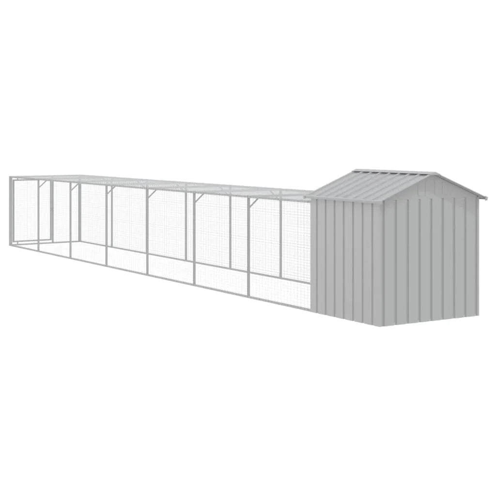 Recinto per pollaio con recinto per galline con cortile libero 117 x 813 x 123 cm in acciaio zincato grigio 02_0043961
