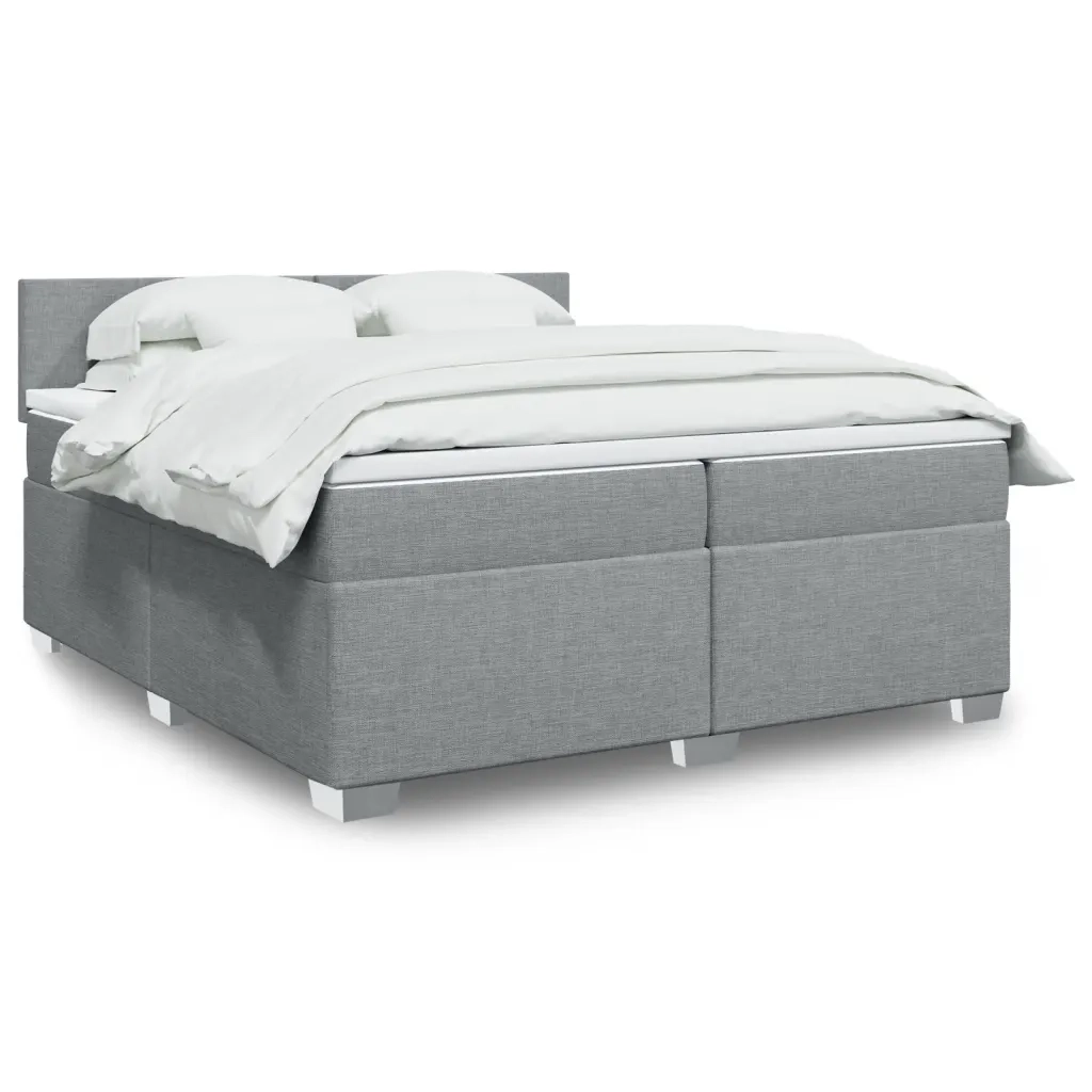 vidaXL Giroletto a Molle con Materasso Grigio Chiaro 200x200cm Tessuto