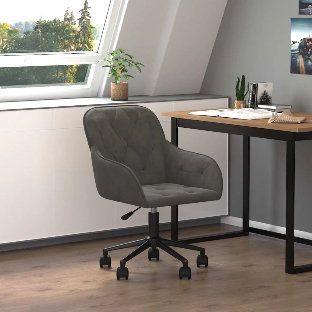 Sedia da Ufficio Girevole in Velluto Grigio Scuro cod mxl 7792