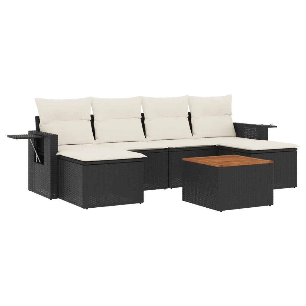 Set Divani da Giardino con Cuscini 7pz Nero Polyrattancod mxl 93093