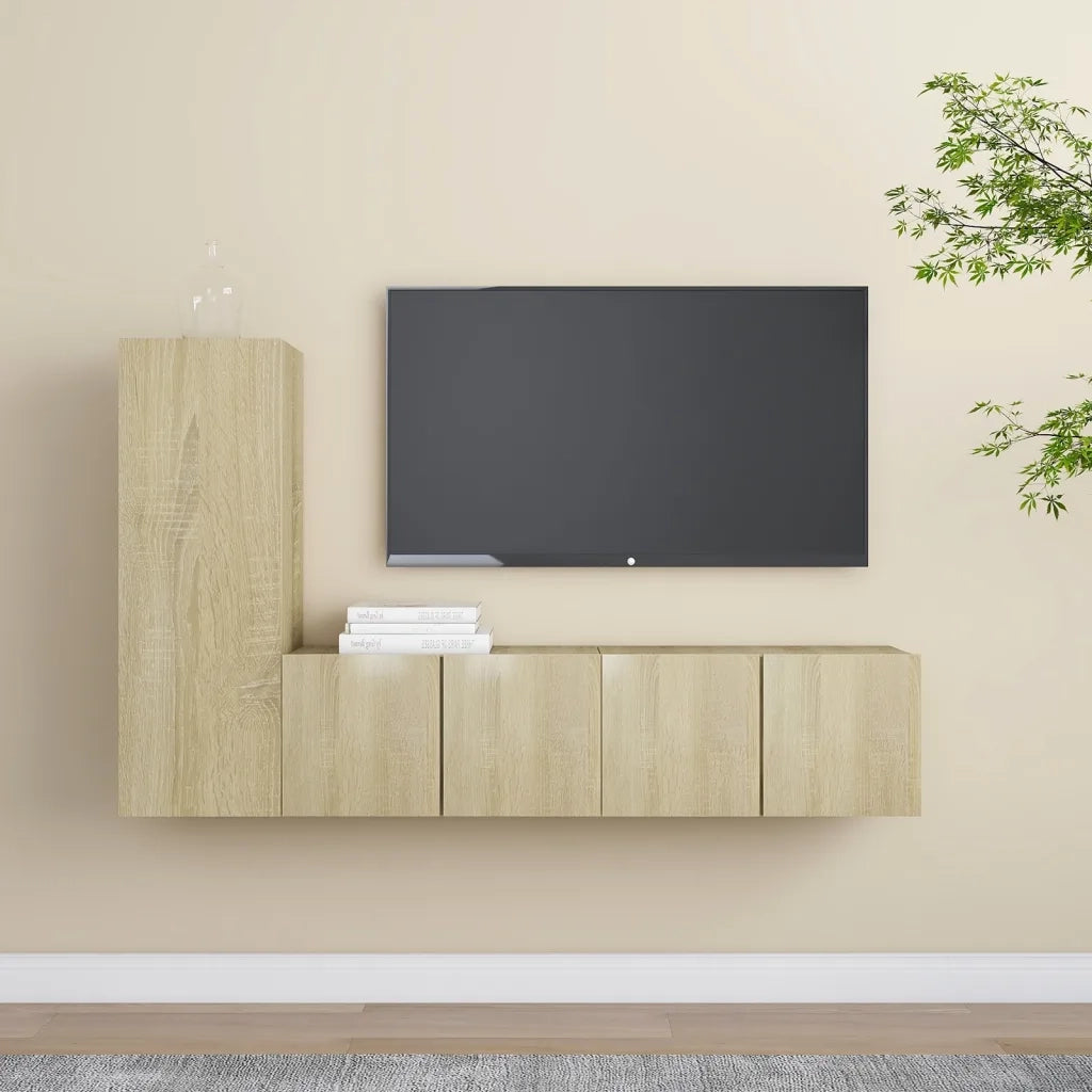 Set di Mobili Porta TV 3 pz-Set di 3 Credenza per TV Rovere Sonoma in Legno Multistrato 914793