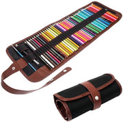 Etui da disegno portatile, 72 posizioni, contenitore in pelle, contenitore in canapa, tasca per pennarelli, contenitore per artisti, scuola, ufficio (senza matite)