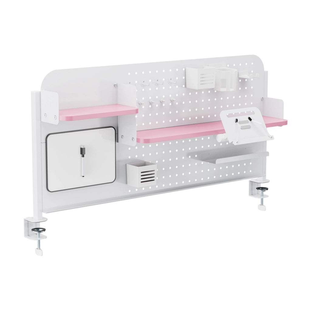 Organizzatore Sauda Pannello Forato da Scrivania con Morsetti 114x68 cm - Bianco/Rosa [en.casa]