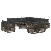 Set Divano da Giardino 14 pcs Grigio e Grigio Scuro polyrattan