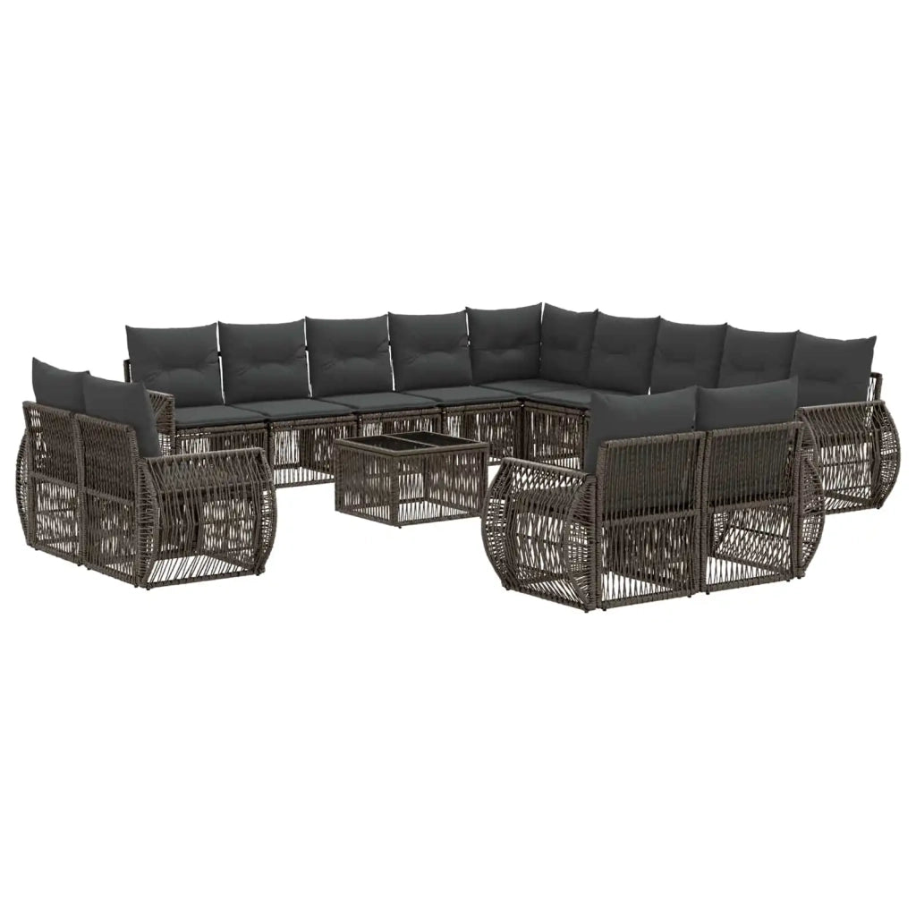 Set Divano da Giardino 14 pcs Grigio e Grigio Scuro polyrattan