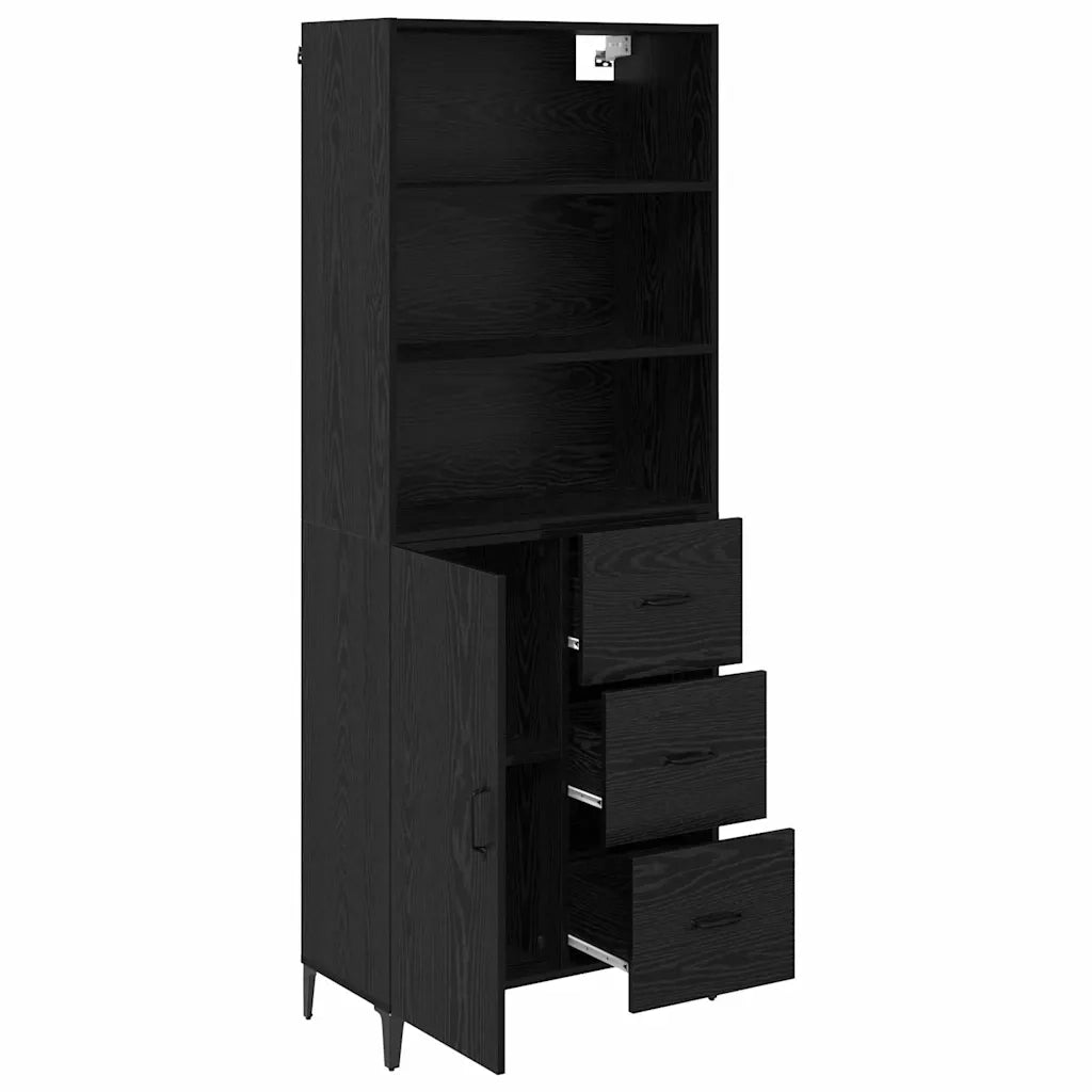 Credenza Rovere Nero 69,5 x 34 x 180 cm Legno multistrato
