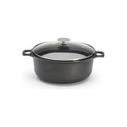 DE BUYER 8311.28 Choc Extreme Casseruola Antiaderente con Coperchio in Vetro Diametro 28 cm Capacita' 6.6-7 L Forno fino a 220°C Induzione colore Nero