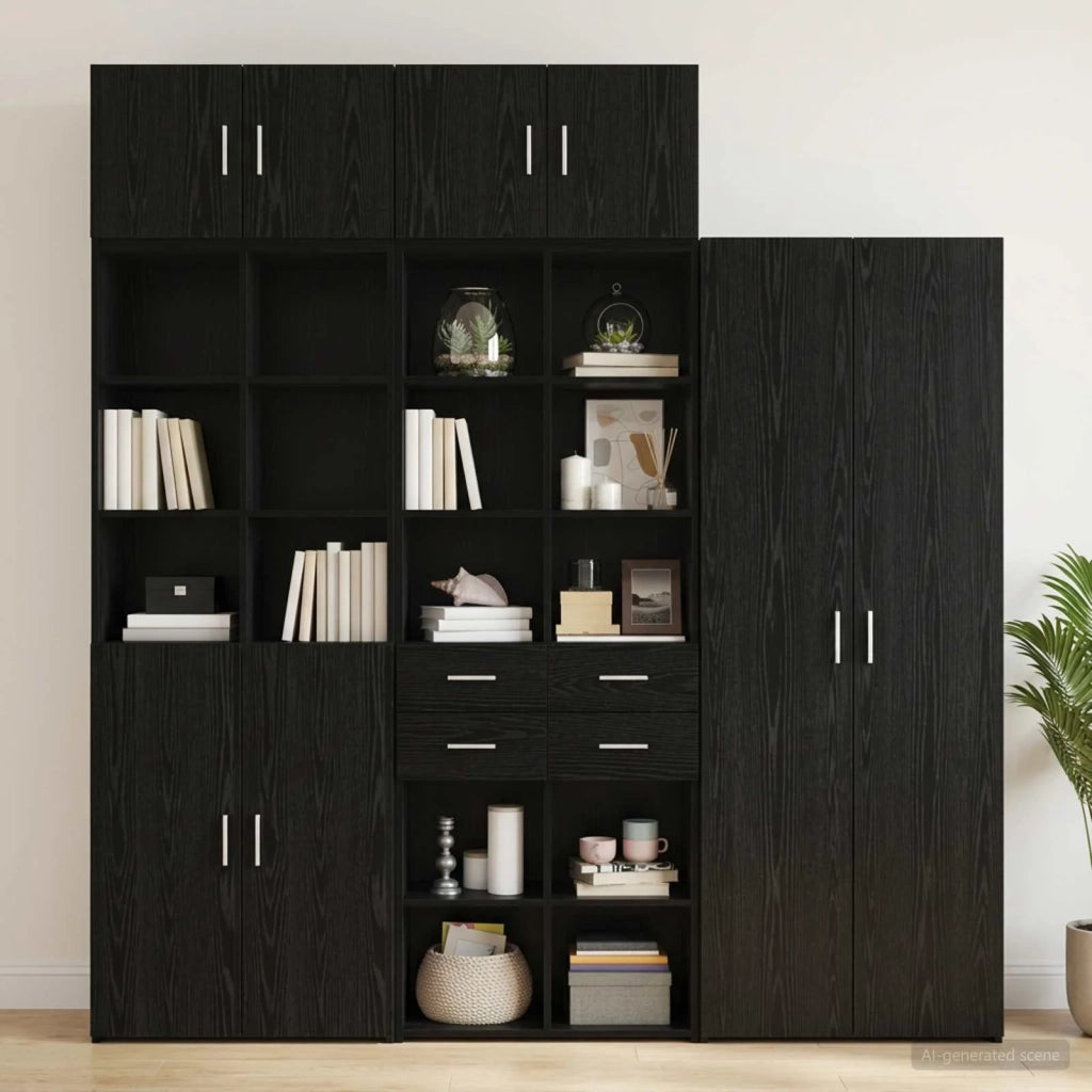 Armadio per la conservazione con ripiani Rovere Nero 3446672
