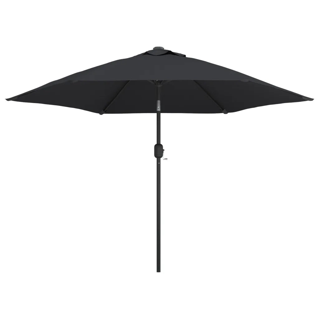 Ombrellone da Esterni con LED e Palo in Acciaio 300 cm Nero 47134