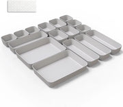 Organizzatore per contenitore da 16 pezzi - cucina bagno cosmetica conservazione erbe - organizzazione contenitore con tappeti in silicone - grigio chiaro
